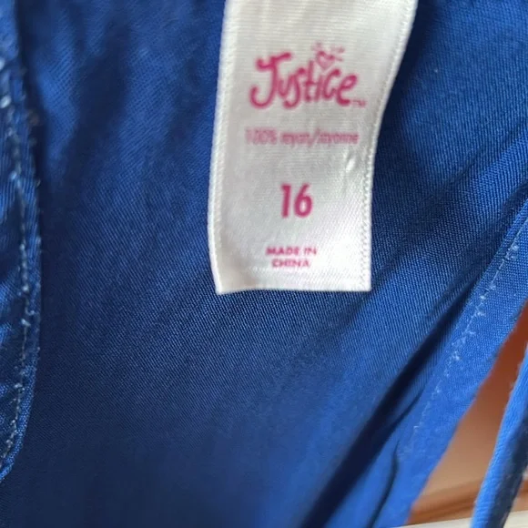 Justice girls 4th of July dress! Blue/white w/ blue/silver sparkly gems, size 16 - Picture 7 of 9